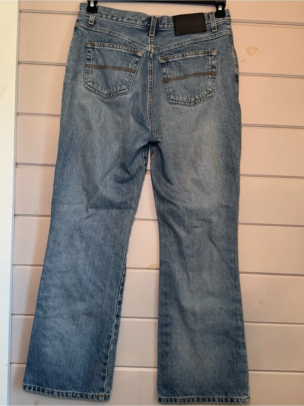 Vintage Express Y2K Low Rise Light Wash Flare Denim Jeans 100% Cotton Size 9/10S